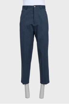 Men's cropped straight-leg trousers