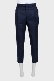 Men's cropped wool trousers