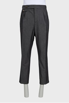 Men's gray straight-leg trousers