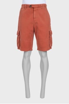 Men's orange shorts with patch pockets