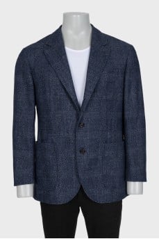 Men's blue plaid print jacket