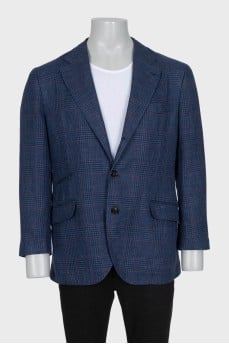 Men's single-breasted blazer with a checkered print