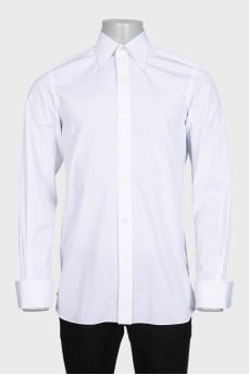 Men's white straight button-down shirt