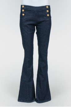 Dark blue jeans with golden buttons-semi