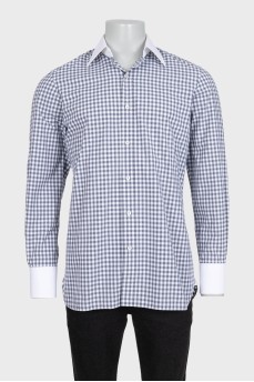 Men's straight-cut shirt in purple check