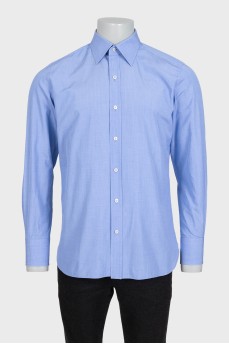 Men's blue straight-cut button-down shirt