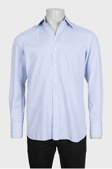 Men's blue shirt with a checkered print