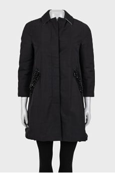 Straight button-down jacket with decoration