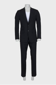 Men's black suit with straight trousers