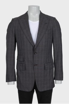 Men's jacket with a gray checkered print