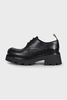 Black leather lace-up brogues