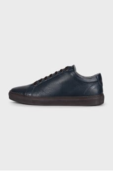 Men's blue leather lace-up sneakers