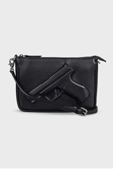 Leather bag with relief decor