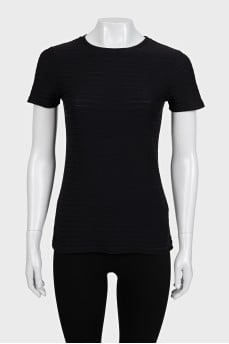 Black T-shirt with voluminous stripes