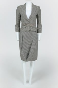 Suit jacket + skirt in black and white check