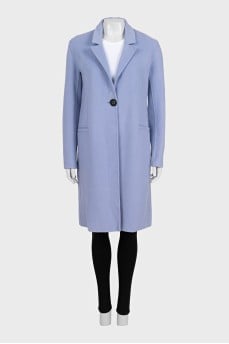 Light blue straight-cut coat with patch pockets