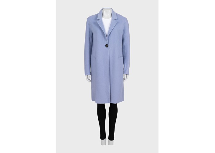 Light blue straight-cut coat with patch pockets 88644499 — Shop