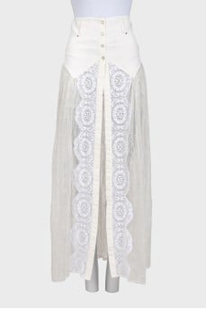White lace skirt with a transparent bottom