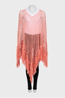 Pink cape with fringe