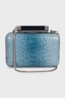 Blue leather clutch