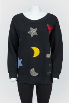 Black sweatshirt oversize with applications