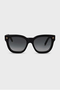 Black Wayfarer sunglasses with logo