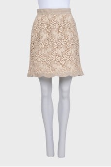 Beige skirt with floral lace