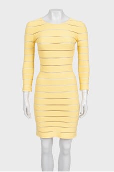 Yellow dress with mesh inserts