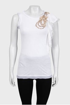 Straight-cut top decorated with crystals