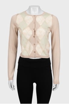 Beige fitted cardigan with buttons