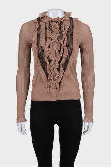 Set of a brown T-shirt and cardigan