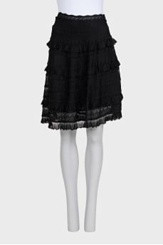 Black fitted skirt with ruffles