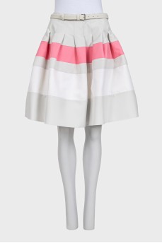 Striped skirt with belt