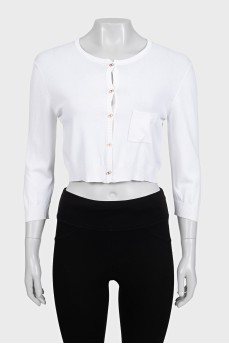 White cropped cardigan with buttons
