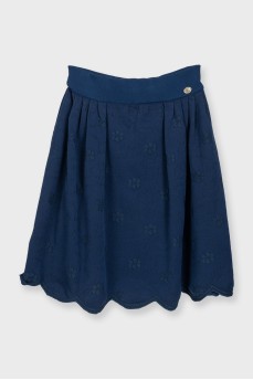 Blue skirt with a voluminous print