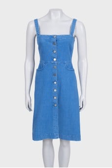 Fitted denim sundress with buttons