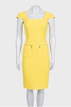Yellow wool bodycon dress