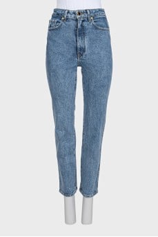 High-waisted cropped jeans with pockets