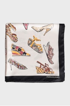 Printed silk scarf with tag