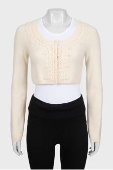 Cropped white cardigan