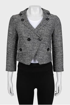 Gray cropped button-down jacket