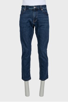 Men's blue straight-leg jeans
