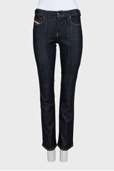 Dark blue mid-rise jeans