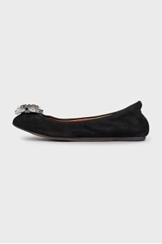 Leather ballet flats with crystals