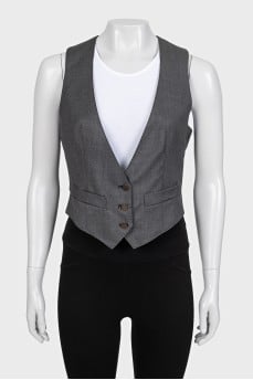 Gray wool button-down vest