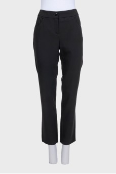 Black straight-leg high-waisted trousers