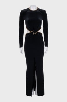 Black velvet dress with decoration