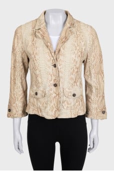 Fitted python leather jacket