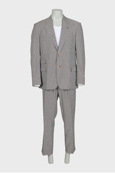 Men's black and white wool and silk suit