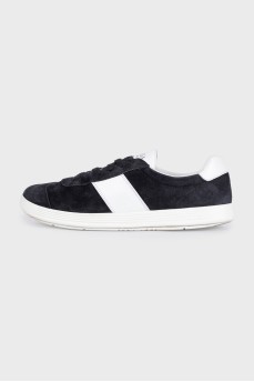 Men's black and white suede sneakers